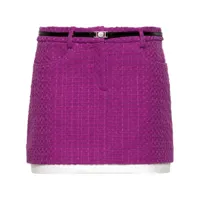 maje minijupe en tweed à taille ceinturée - violet