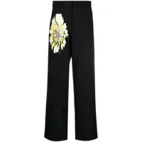 msgm pantalon de tailleur à fleurs - noir