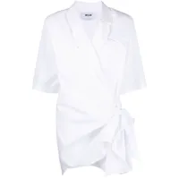 msgm robe-chemise à revers crantés - blanc