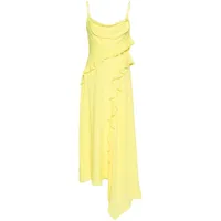 msgm robe asymétrique à volants - jaune