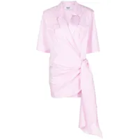 msgm robe-chemise en coton à rayures - rose