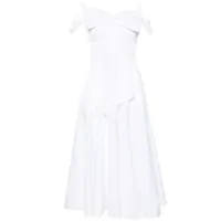 patou robe mi-longue évasée à détail de nœud - blanc