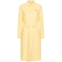 polo ralph lauren robe-chemise en coton à logo brodé - jaune