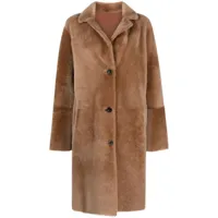 arma manteau en peau lainée à simple boutonnage - marron