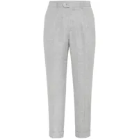brunello cucinelli pantalon chino à plis marqués - gris