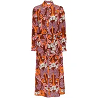 p.a.r.o.s.h. robe-chemise en soie à fleurs - orange