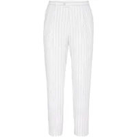 brunello cucinelli pantalon droit à rayures - blanc