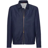 brunello cucinelli veste zippée à design multi-poches - bleu