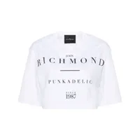john richmond t-shirt crop à logo imprimé - blanc