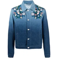 casablanca veste en jean à fleurs brodées - bleu