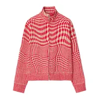 burberry veste zippée à motif pied-de-poule - rouge