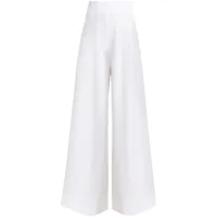 staud pantalon palazzo en sergé à taille haute - blanc