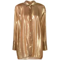 retrofete chemise romy en soie à effet métallisé - or