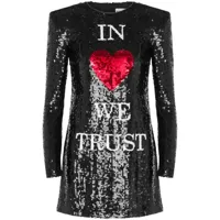 moschino robe courte in love we trust à sequins - noir