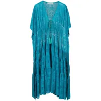 olympiah robe mi-longue santorini à dentelle brodée - bleu