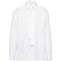 prada chemise en coton à détail de nœud - blanc