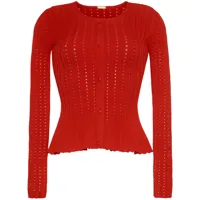 adam lippes cardigan en maille pointelle - rouge