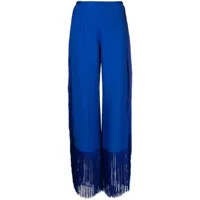 taller marmo pantalon évasé zippé à détails de franges - bleu