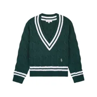 sporty & rich pull en coton à logo brodé - vert