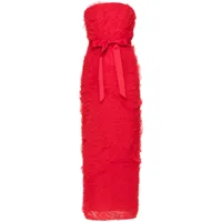 huishan zhang robe mi-longue monica à volants - rouge