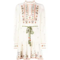 alemais robe courte lovella à fleurs brodées - blanc