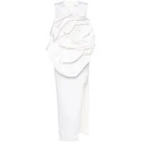 huishan zhang robe mi-longue aphrodite à fleurs - blanc