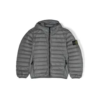 stone island junior veste matelassée à patch logo - gris