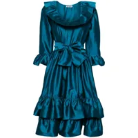 batsheva robe mi-longue patty à détail de nœud - bleu