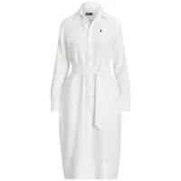 polo ralph lauren robe-chemise à logo brodé - blanc