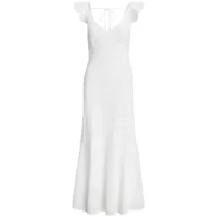 polo ralph lauren robe longue à broderie anglaise - blanc