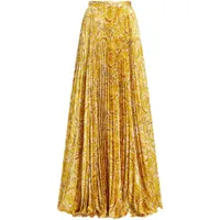 versace jupe plissée à imprimé baroque - jaune