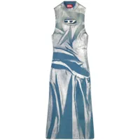 diesel robe mi-longue sth-m-ridere à plaque logo - bleu
