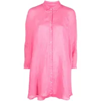 120% lino chemise boutons en lin - rose