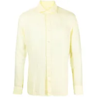 120% lino chemise en lin à manches longues - jaune