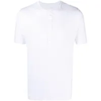 120% lino t-shirt en lin à col rond - blanc