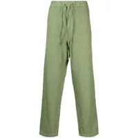 120% lino pantalon droit à taille mi-haute - vert