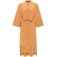 joseph robe-chemise en soie à design sans col - marron