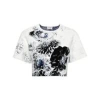 alexander mcqueen t-shirt chiaroscuro à fleurs en jacquard - blanc