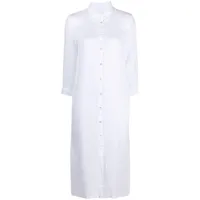120% lino robe-chemise longue en lin - blanc