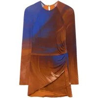 simkhai robe courte abby à fronces - marron