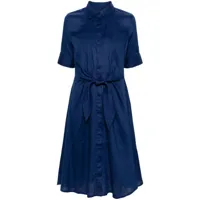 lauren ralph lauren robe-chemise en lin wakana à coupe mi-longue - bleu