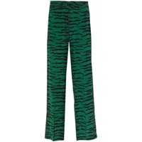 victoria beckham pantalon droit à imprimé tigre - vert