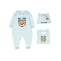 moschino kids pyjama à imprimé teddy bear - bleu