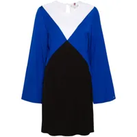 tommy hilfiger robe mi-longue à design colour block - bleu