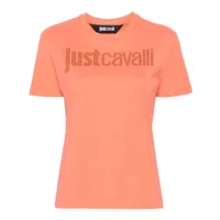 just cavalli t-shirt à logo strassé - orange