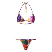 dolce & gabbana bikini triangle à fleurs - violet