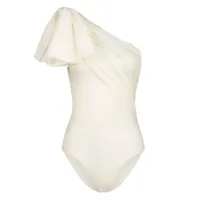 giambattista valli maillot de bain asymétrique à détail de nœud - blanc