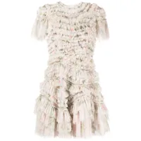 needle & thread robe courte à imprimé lisette english rose - multicolore