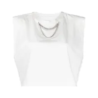 forte forte t-shirt sans manches à ornements strassés - blanc