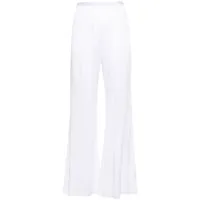 forte forte pantalon évasé à effet plissé - blanc